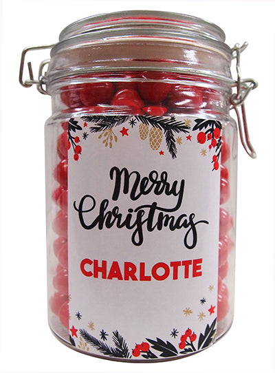 Xmas -  Christmas Berries Personalised Lolly Jar 