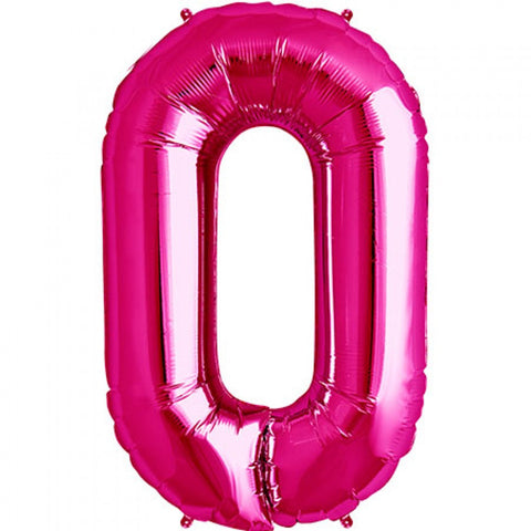 500pi Number 0 Foil Balloon Hot Pink