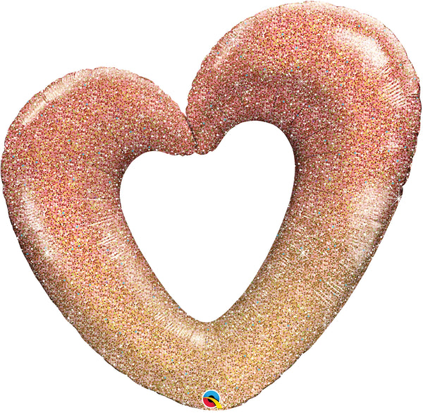 332 Rose Gold Glitter Ombre Heart 106cm