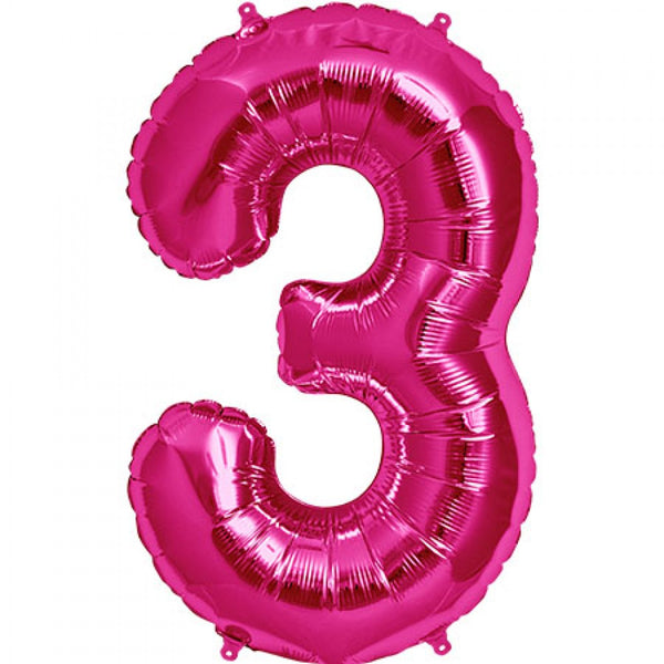 503hp Number 3 Foil Balloon Hot Pink