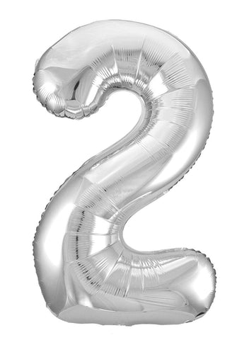 502si Number 2 Foil Balloon Silver