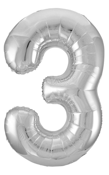 503si Number 3 Foil Balloon Silver