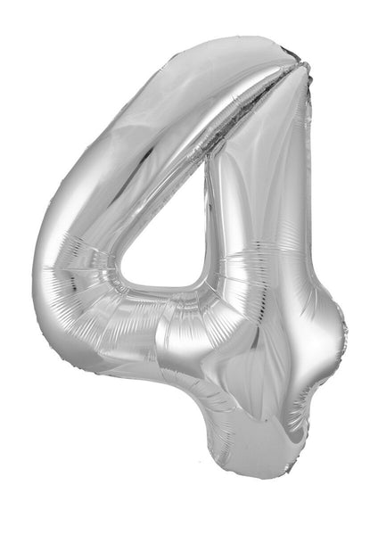 504si Number 4 Foil Balloon Silver
