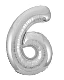506si Number 6 Foil Balloon Silver