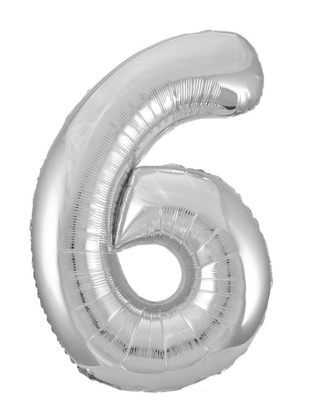 506si Number 6 Foil Balloon Silver