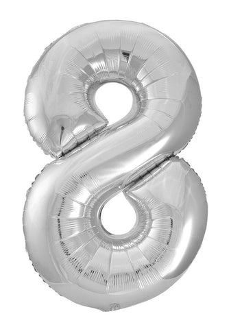 508si Number 8 Foil Balloon Silver