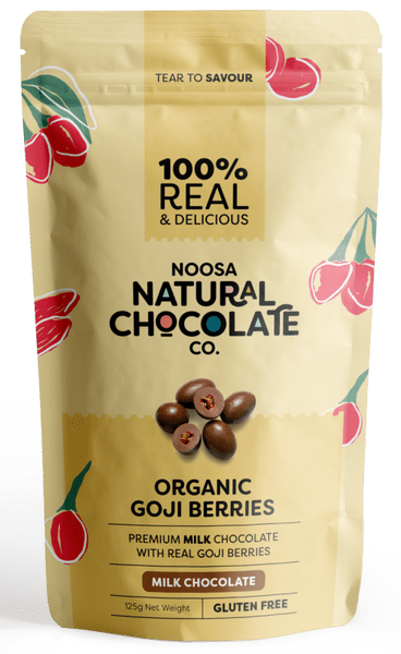 Noosa Natural Chocolate Co - Tibetan Goji Berries Coated in Premium Milk Chocolate