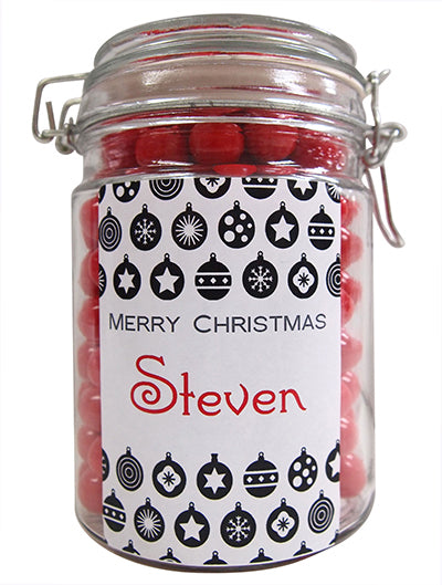 Xmas - Classic Baubles Personalised Lolly Jar 