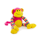 Bright Stripy Monkey - Hot Pink 38cm