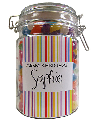 Xmas -  Candy Stripe Personalised Lolly Jar 