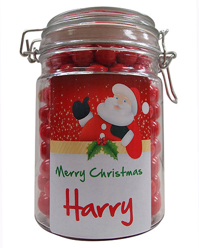 Xmas - Happy Santa Personalised Lolly Jar 